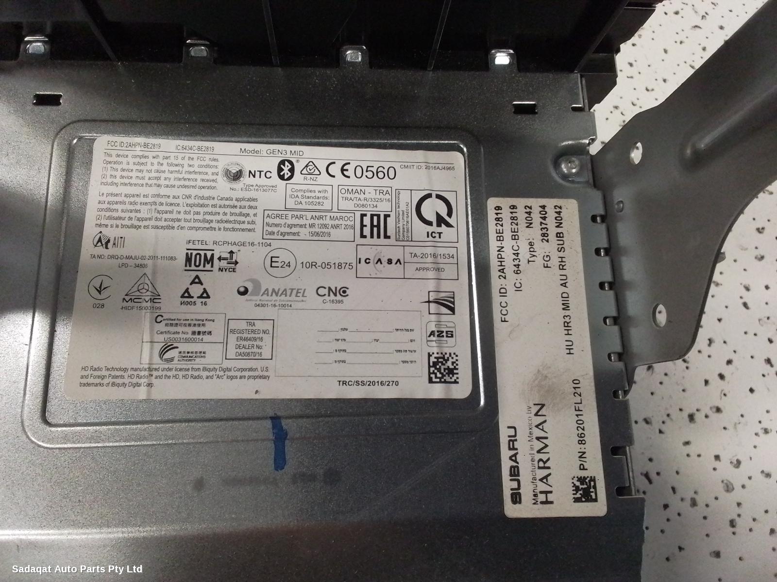 Subaru Impreza Radio/cd/dvd/sat/tv