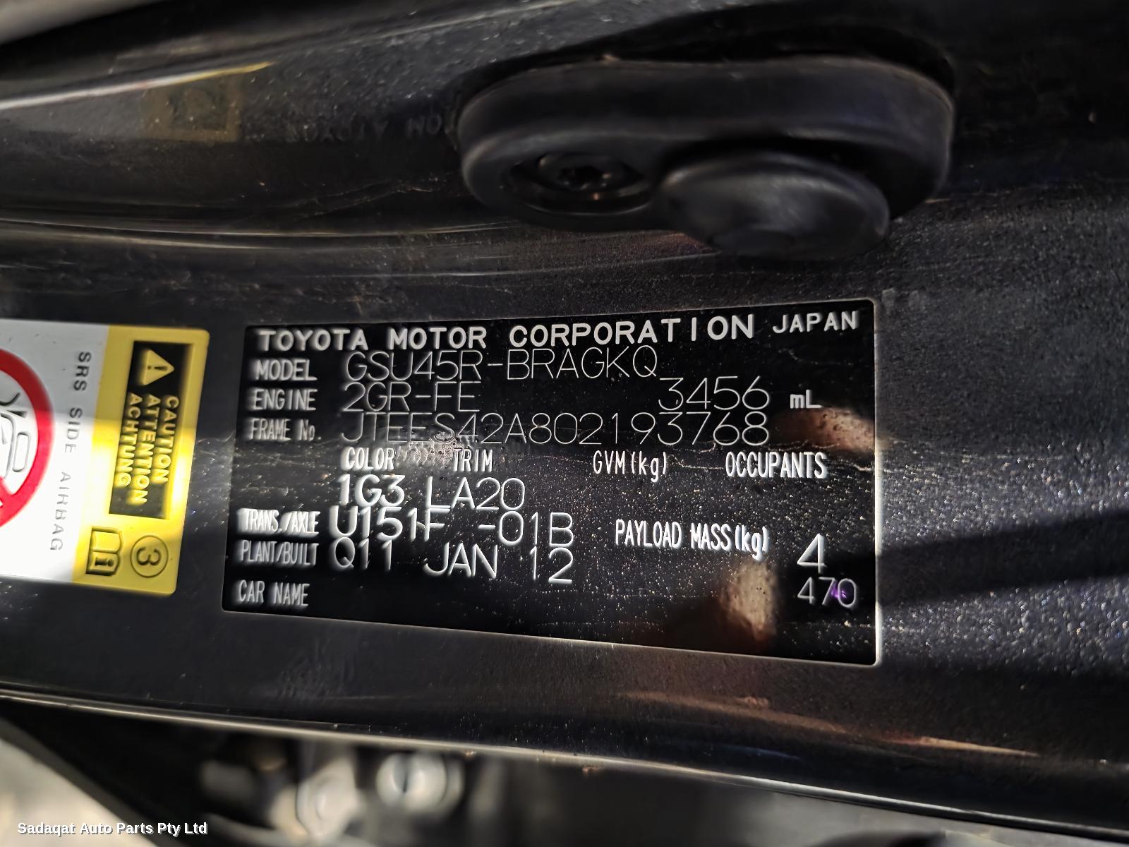 Toyota Kluger Sunvisor