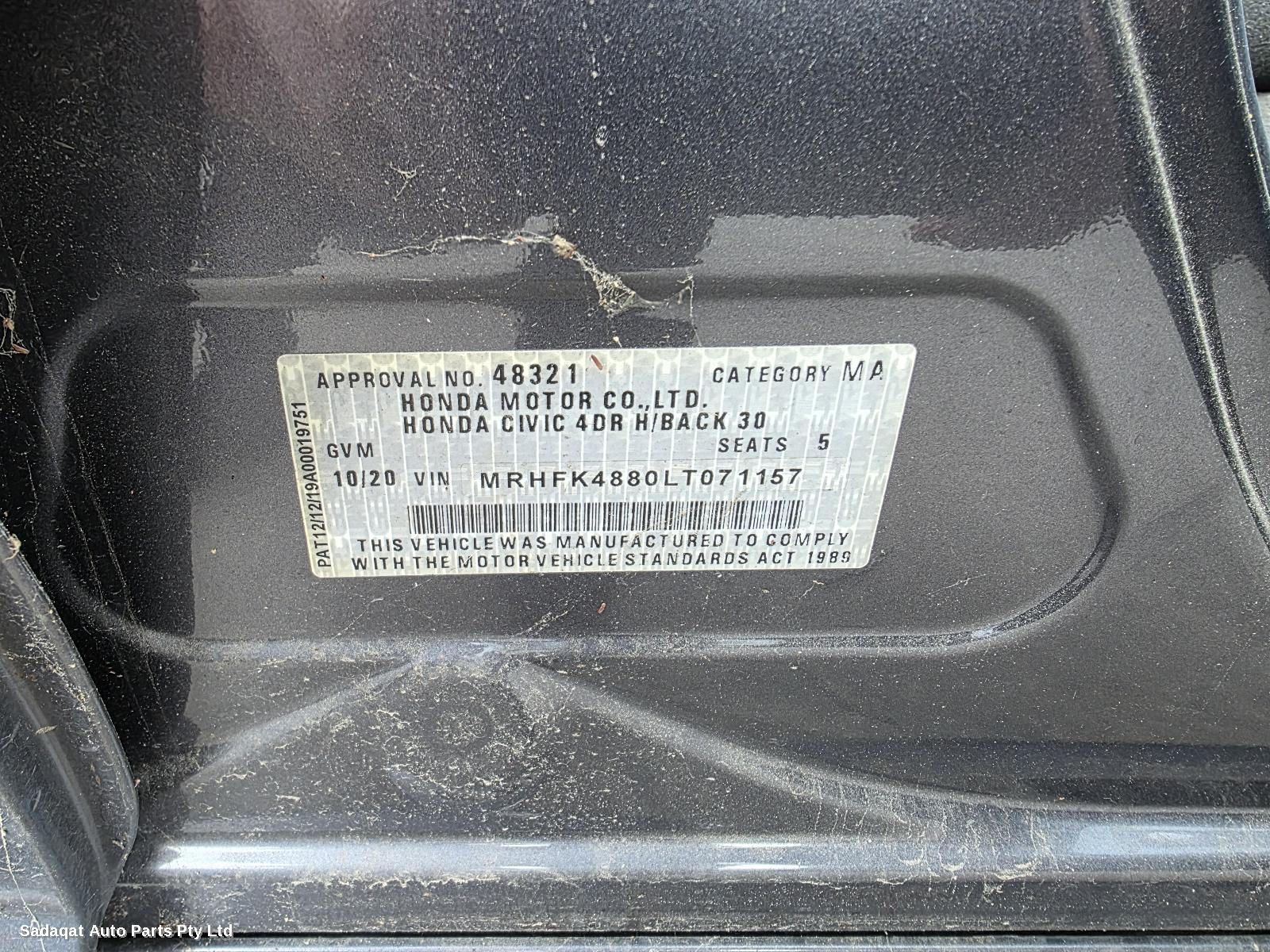 Honda Civic Left Rear Door Window