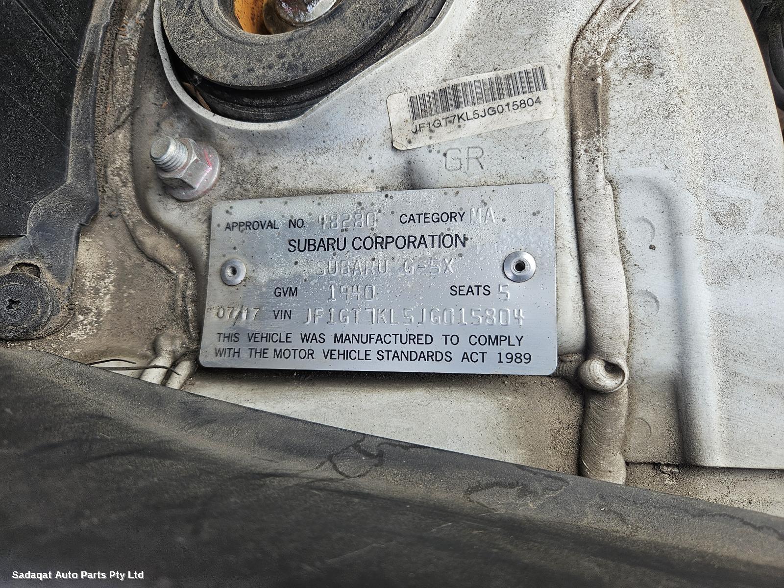 Subaru Xv Bootlid/tailgate