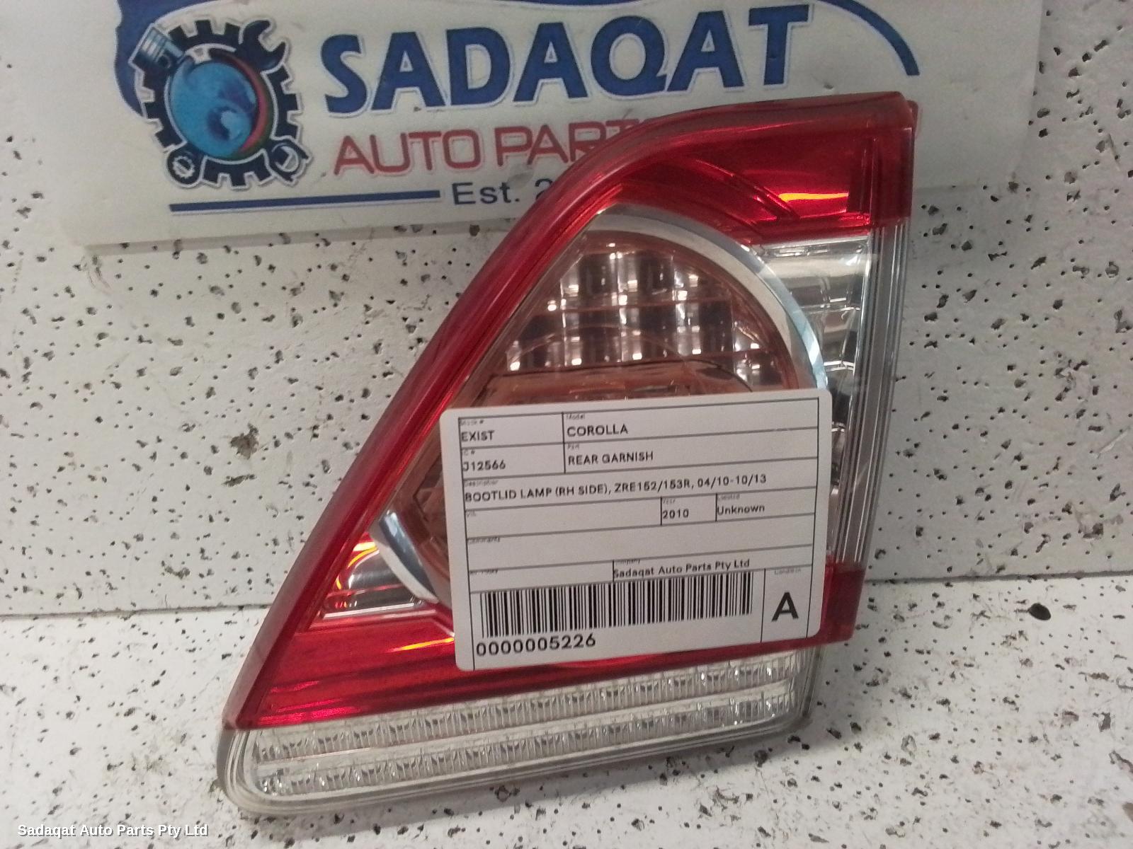 Toyota Corolla Rear Garnish