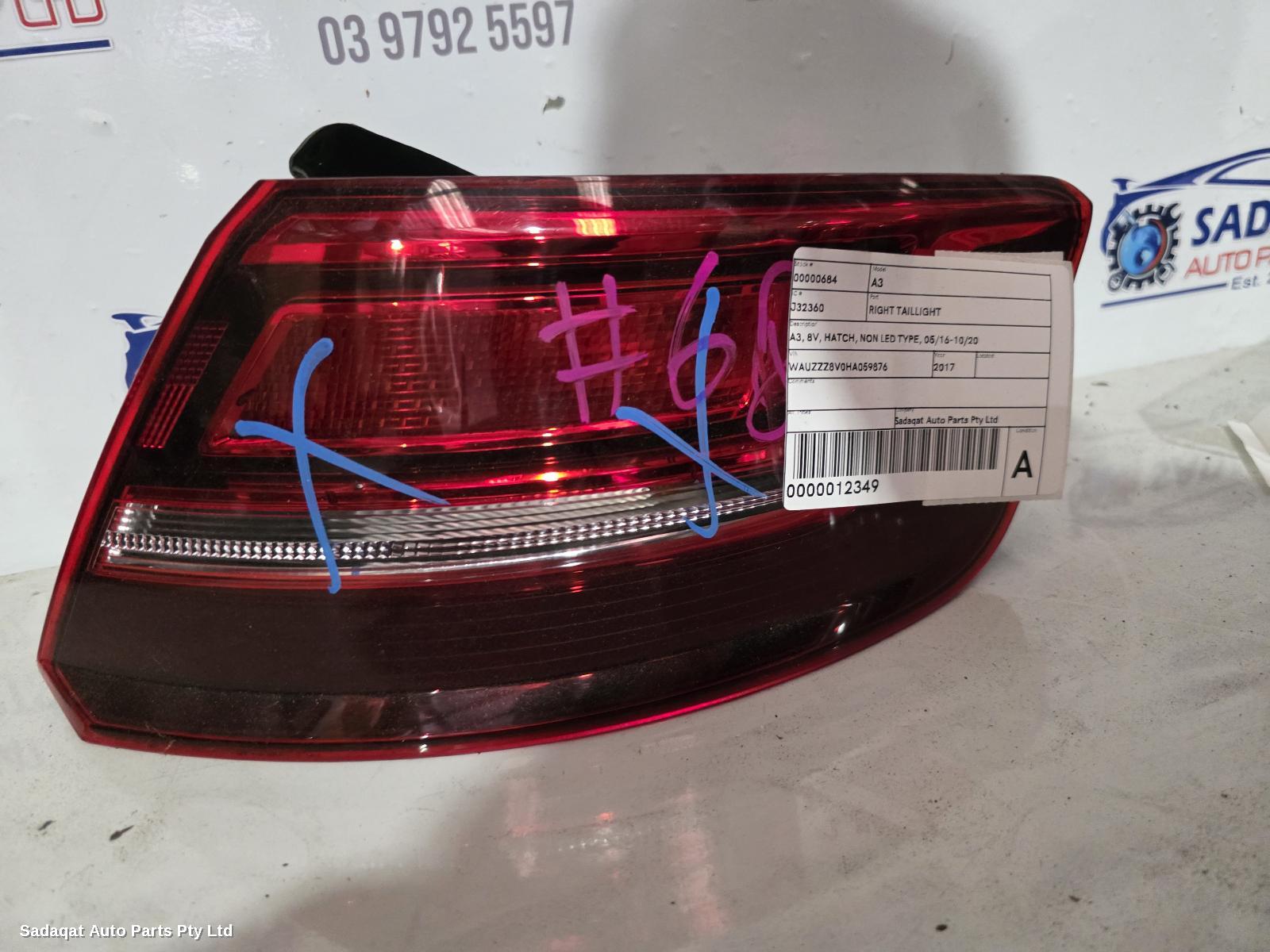 Audi A3 Right Taillight