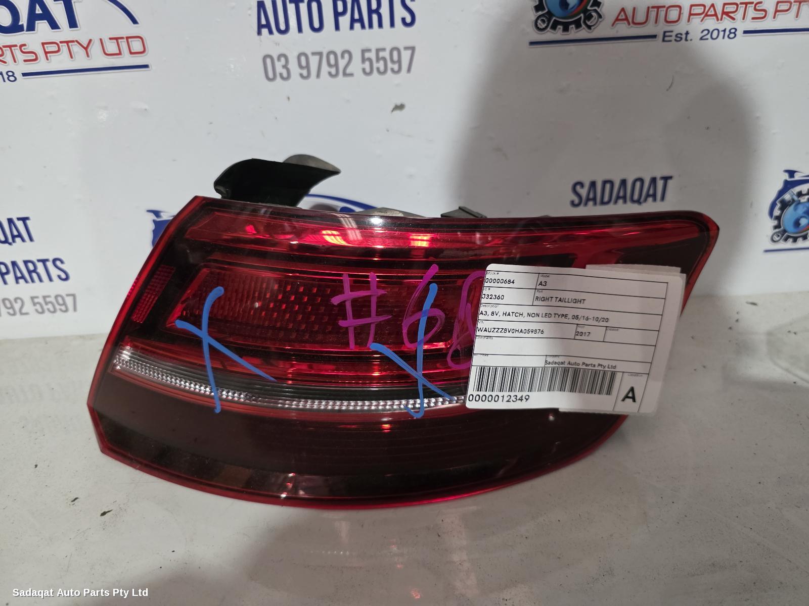 Audi A3 Right Taillight