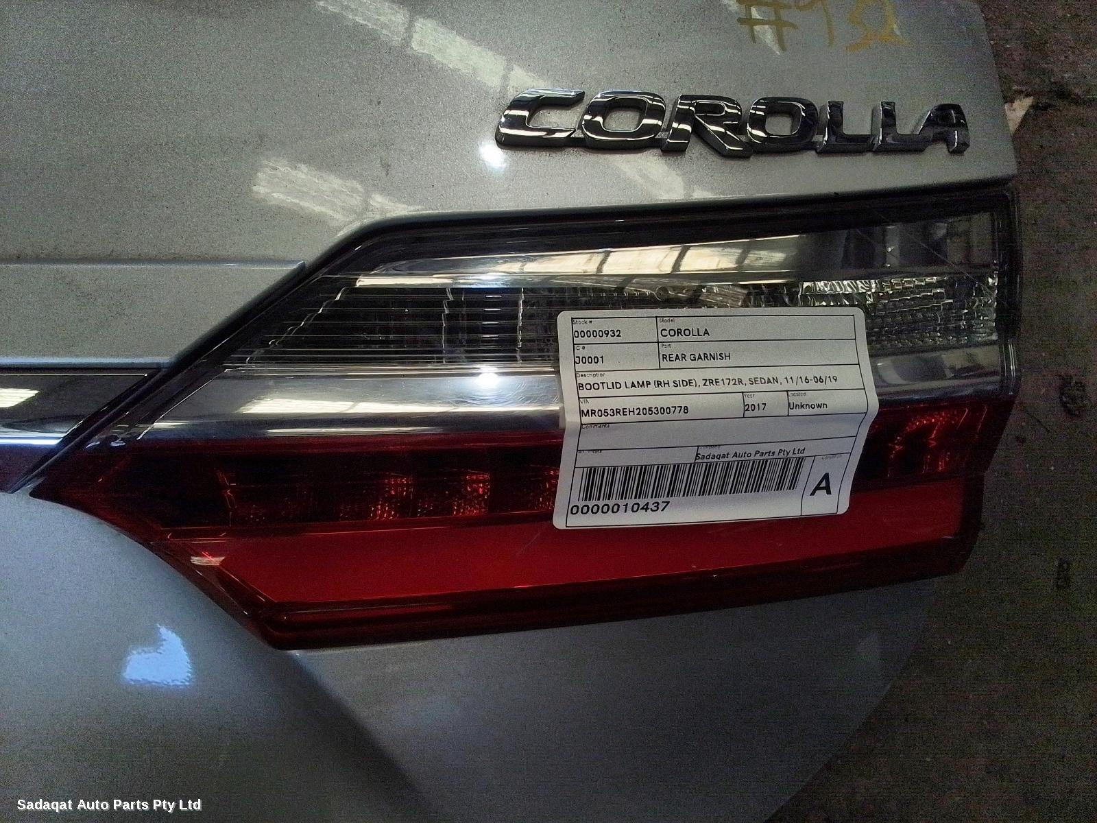 Toyota Corolla Rear Garnish