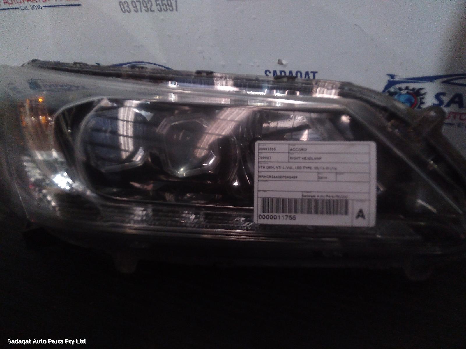 Honda Accord Right Headlamp