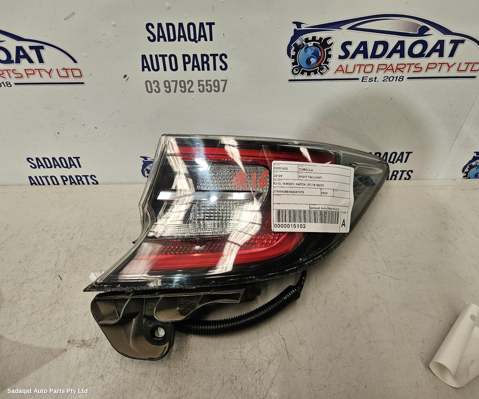 Toyota Corolla Right Taillight