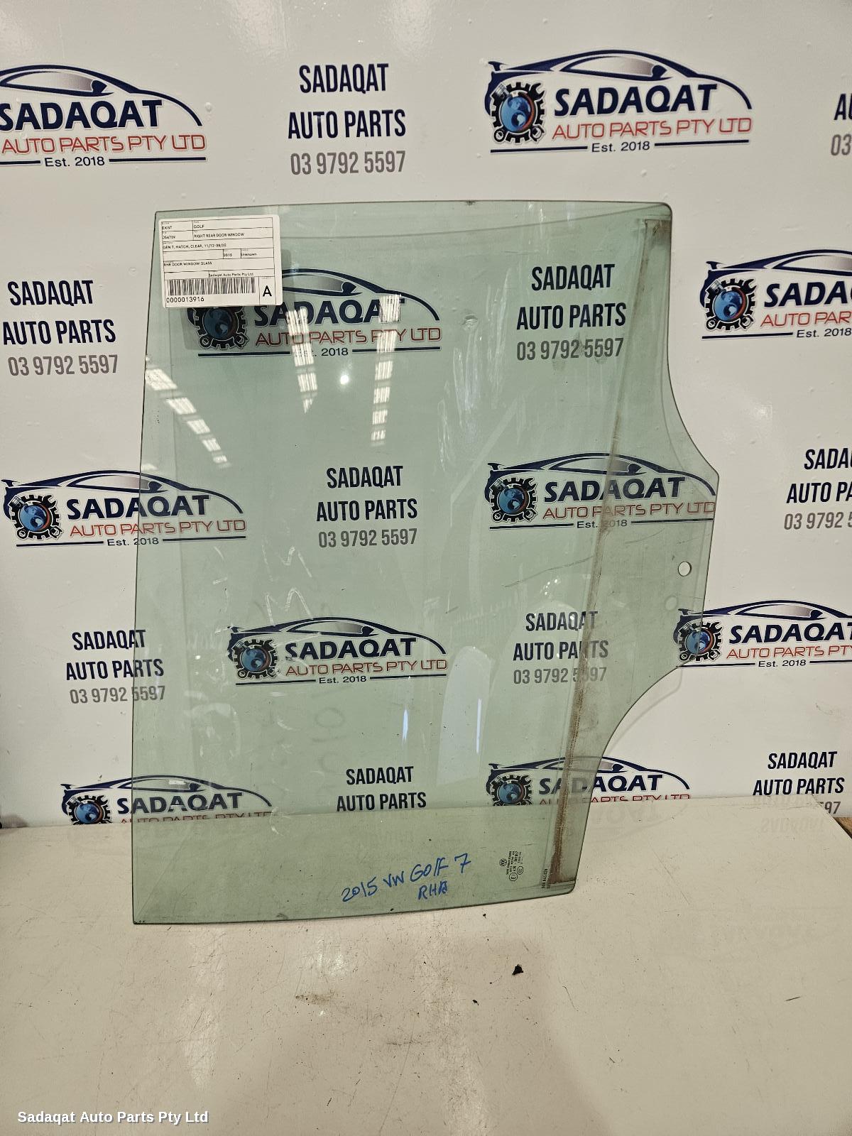 Volkswagen Golf Right Rear Door Window