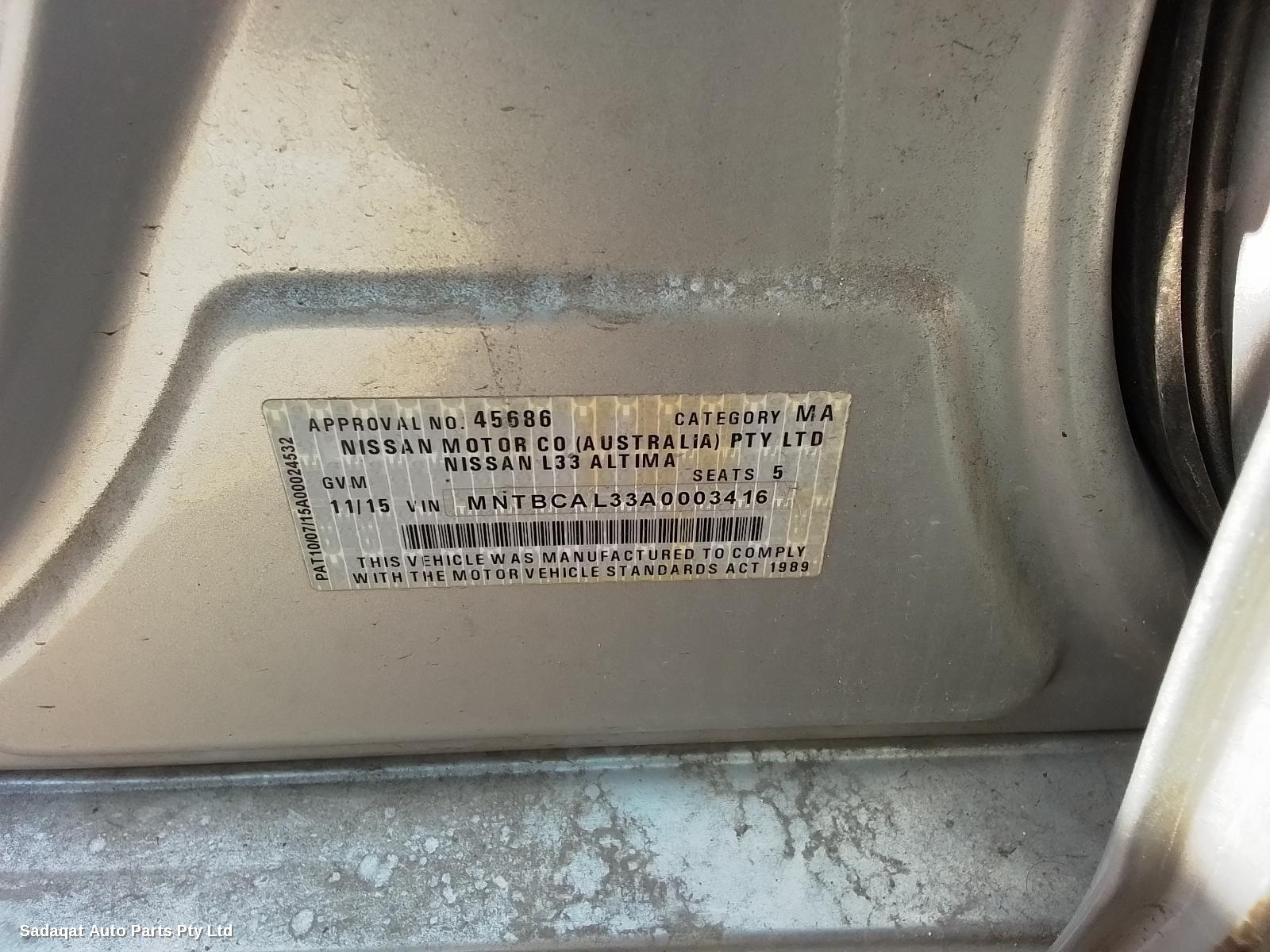 Nissan Altima Bootlid/tailgate